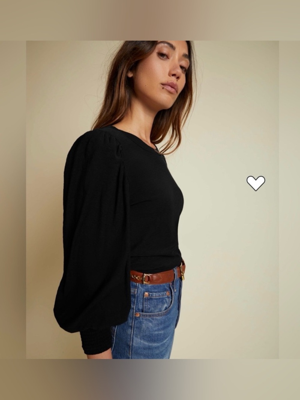 Nation LTD Loren black puff sleeve blouse, size S